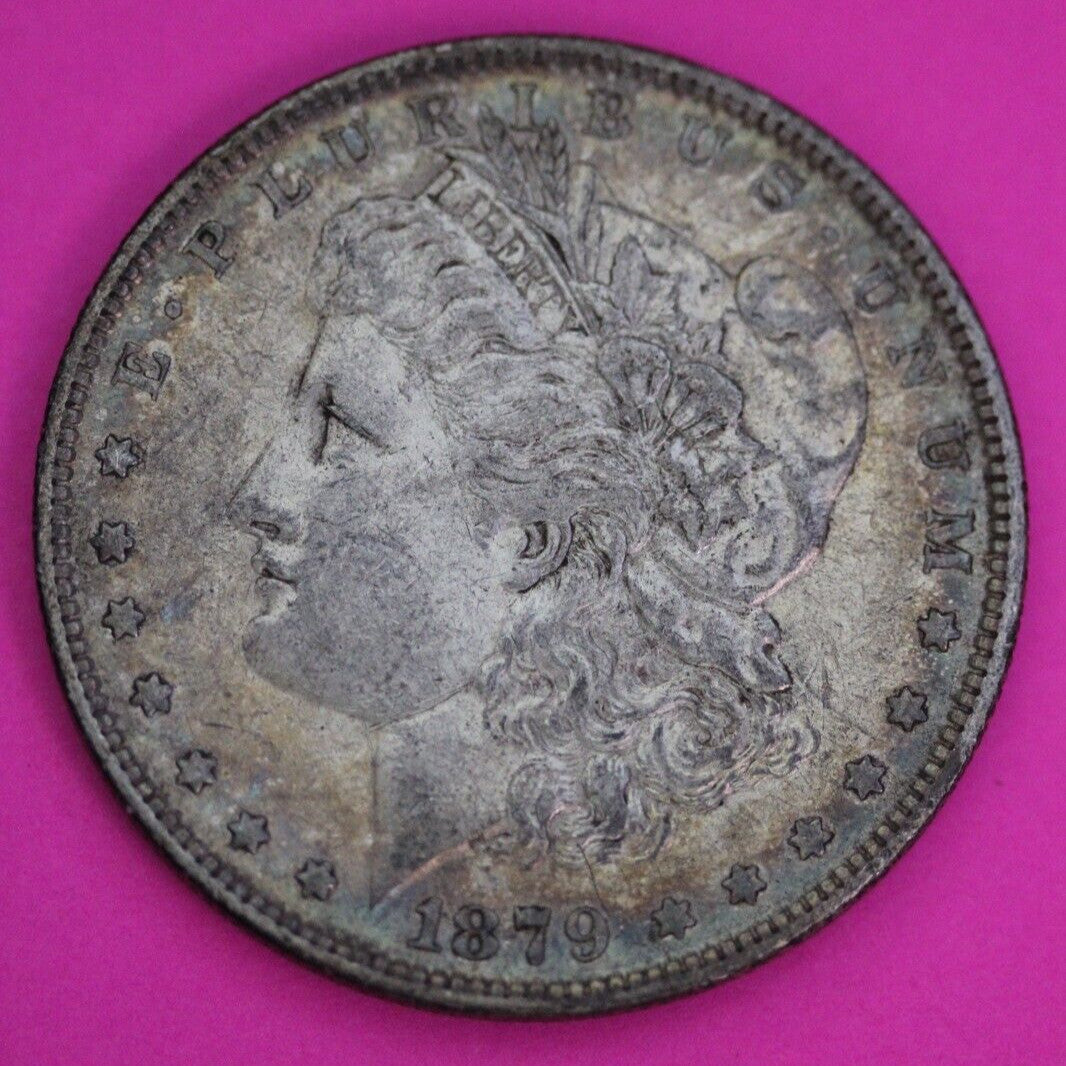 Rainbow Toned 1879 O Morgan Lady Liberty Silver Dollar Coin New Orleans Mint 390