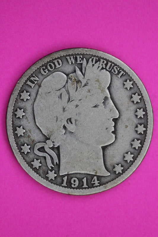 1914 P Barber Liberty Half Dollar Silver Coin Guaranteed Authentic Genuine 1179