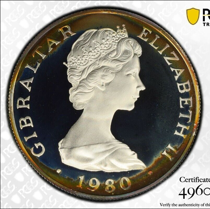 Toned 1980 PR 68 DCAM Crown Gibraltar  PCGS Queen Elizabeth 80th Birthday 550