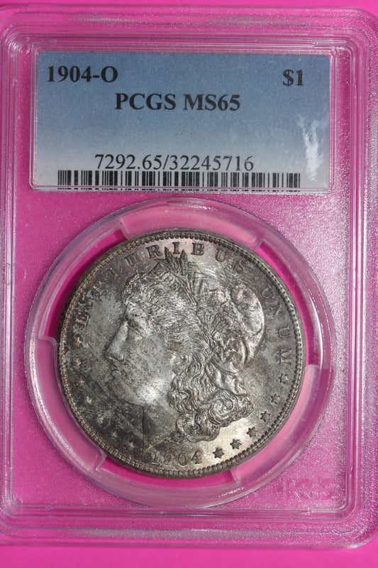 Toned 1904 O MS 64 Liberty Morgan Silver Dollar PCGS Certified Graded Slab 379