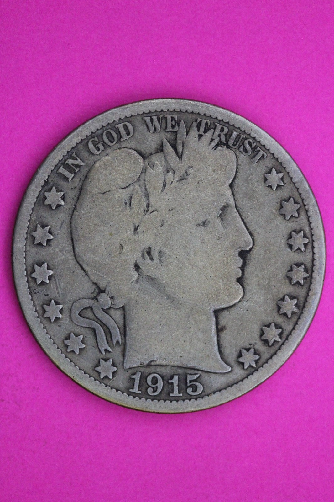 1915 P Barber Liberty Half Dollar Silver Rare Semi Key Date Coin Genuine 0418N