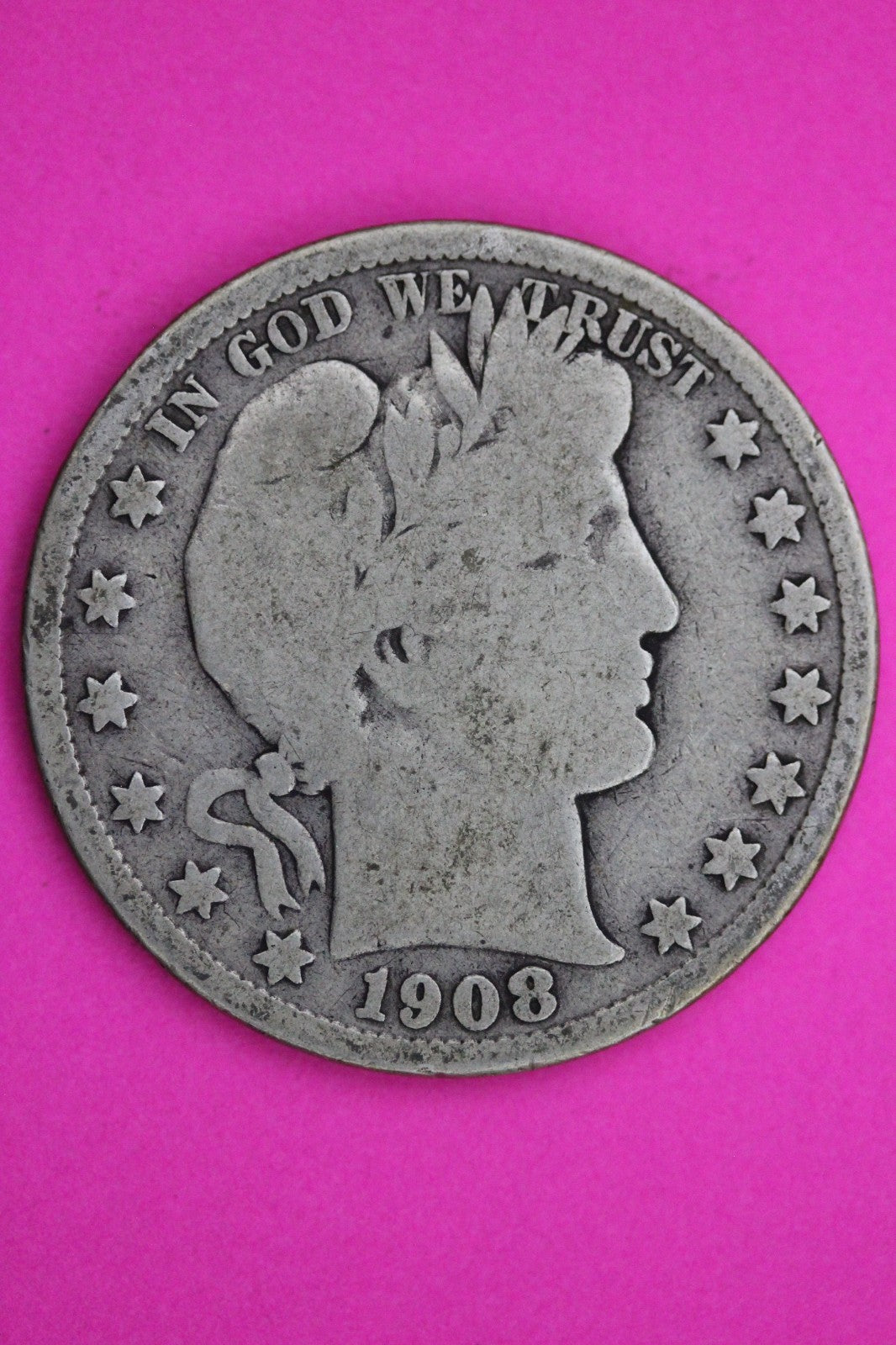 1908 S Barber Liberty Silver Half Dollar Guaranteed Authentic Genuine Coin 2333