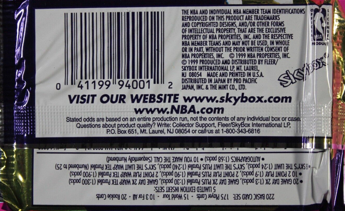 Rare 1999-2000 Skybox Dominion NBA Basketball Retail Pack Exact Pack In Pic 6028