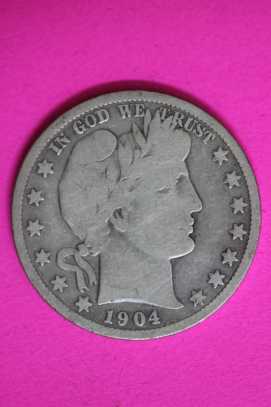 1904 S Barber Liberty Half Dollar Scarce Semi Key Date Coin San Francisco 186