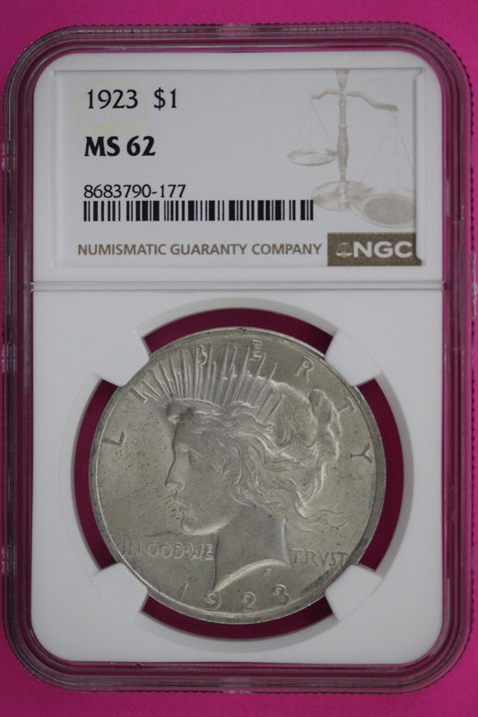 1923 P MS 62 Liberty Peace Silver Dollar NGC Certified Graded Authentic 546