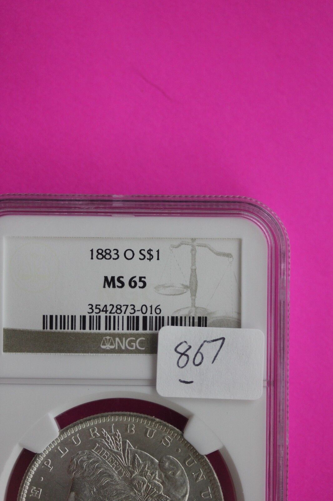 1883 O MS 65 Liberty Morgan Silver Dollar PCGS Certified Authentic Slab 867