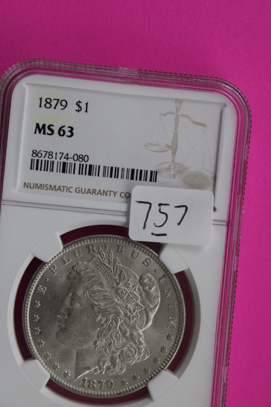 1879 P MS 63 Liberty Morgan Silver Dollar NGC Certified Graded Authentic 757