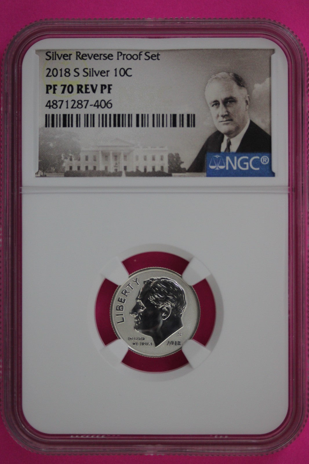 2018 S PF 70 Reverse Proof Roosevelt Silver Dime 1 Coin From a Proof Set NGC 242