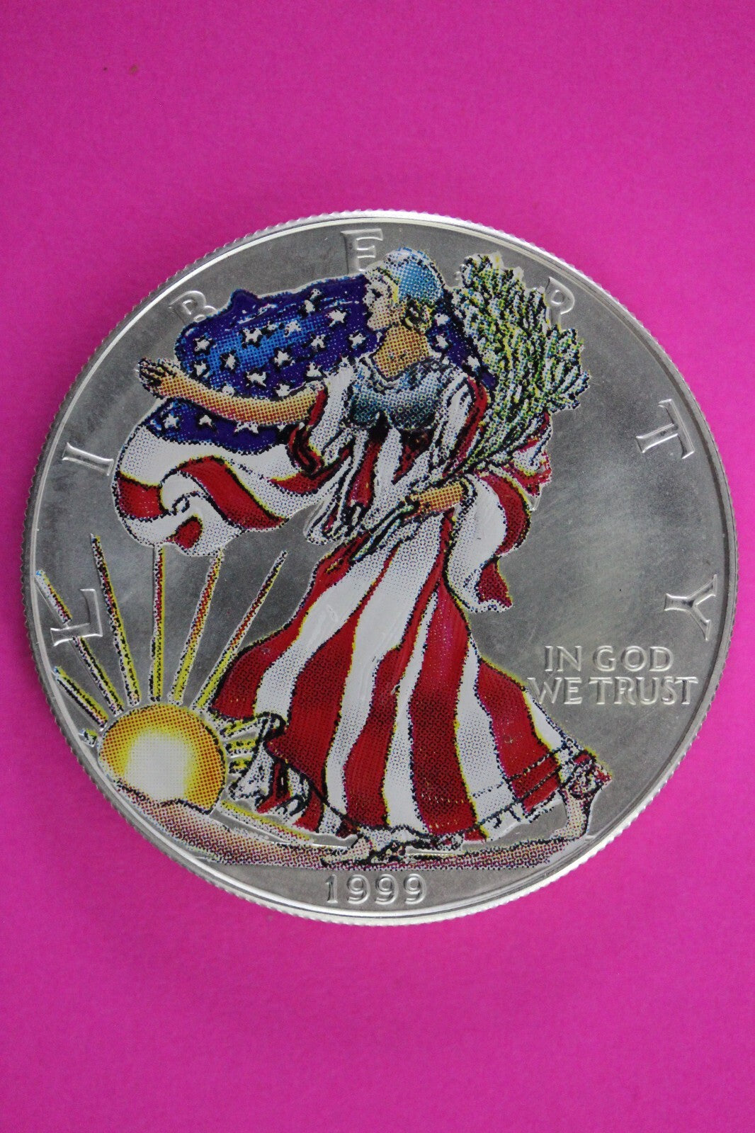 Colorized 1999 American Silver Eagle 1 Ounce .999 Fine Exact Coin Shown N0500