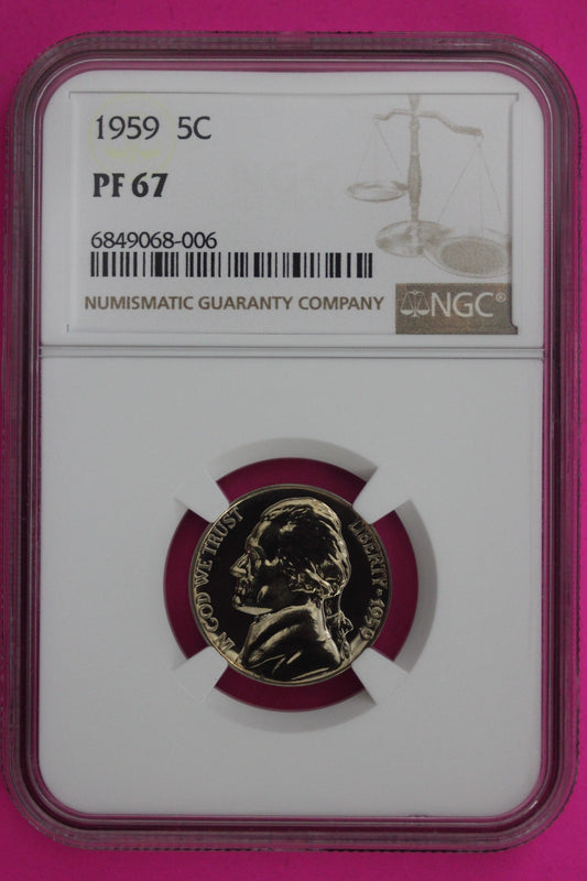 1959 PF 67 Thomas Jefferson Nickel NGC Certified Graded Authentic Slab 1323