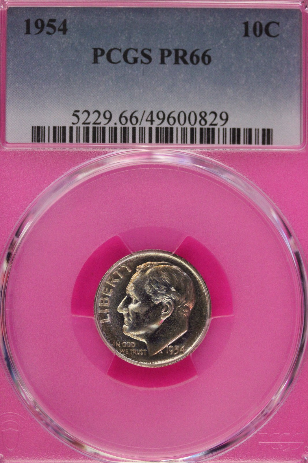 Toned 1954 PR 66 Silver Roosevelt Dime PCGS Graded Authentic Certified 410