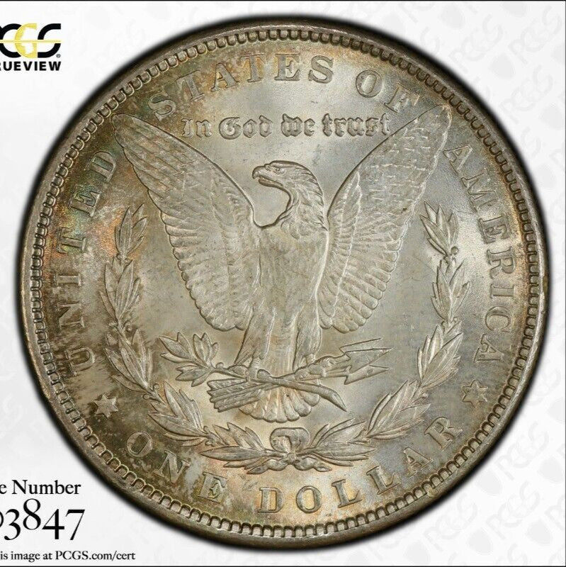 Toned 1889 P MS 63 Morgan Liberty Silver Dollar PCGS Certified Slab 38