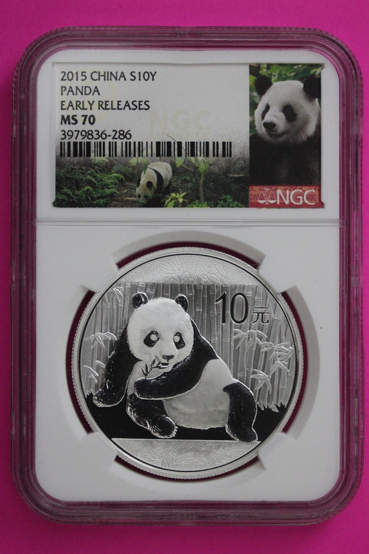 2015 China Silver Panda MS 70 10 Yuan NGC Certified Authentic Graded Slab 306