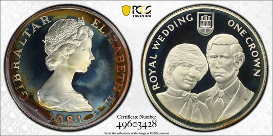 1981 PR 68 DCAM Crown Gibraltar Princess Diana Royal Wedding PCGS Silver 600