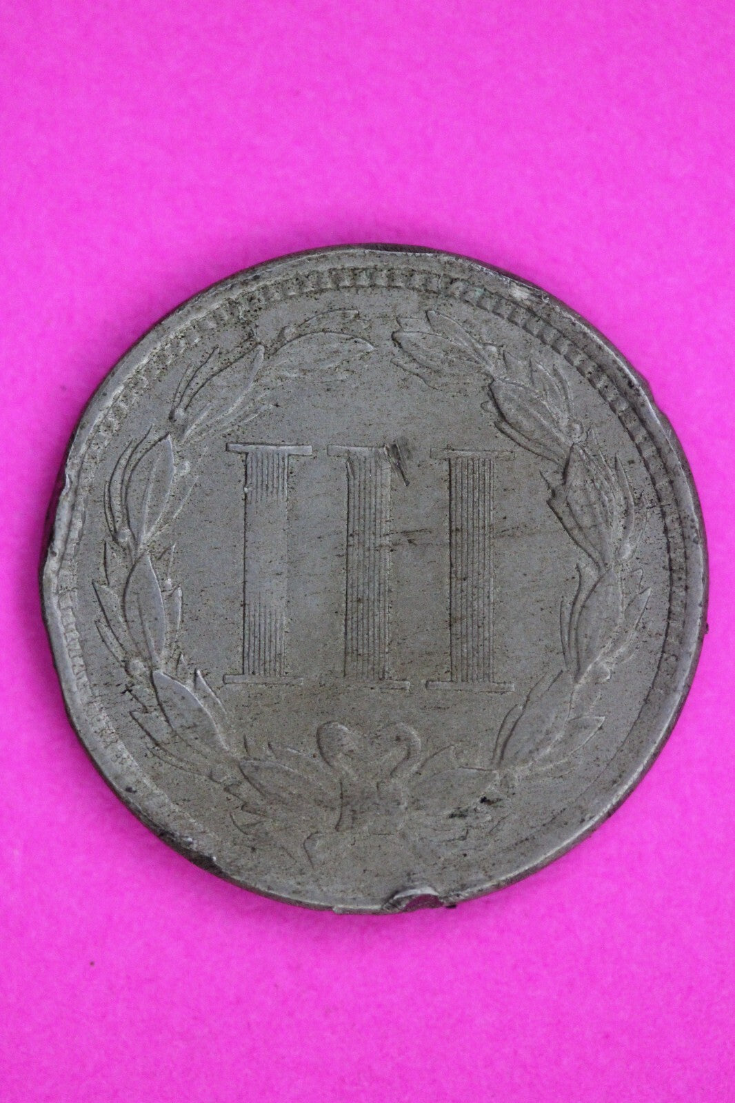 1867 Three 3 Cent Nickel Guaranteed Authentic & Genuine Fast Free Shipping 1538