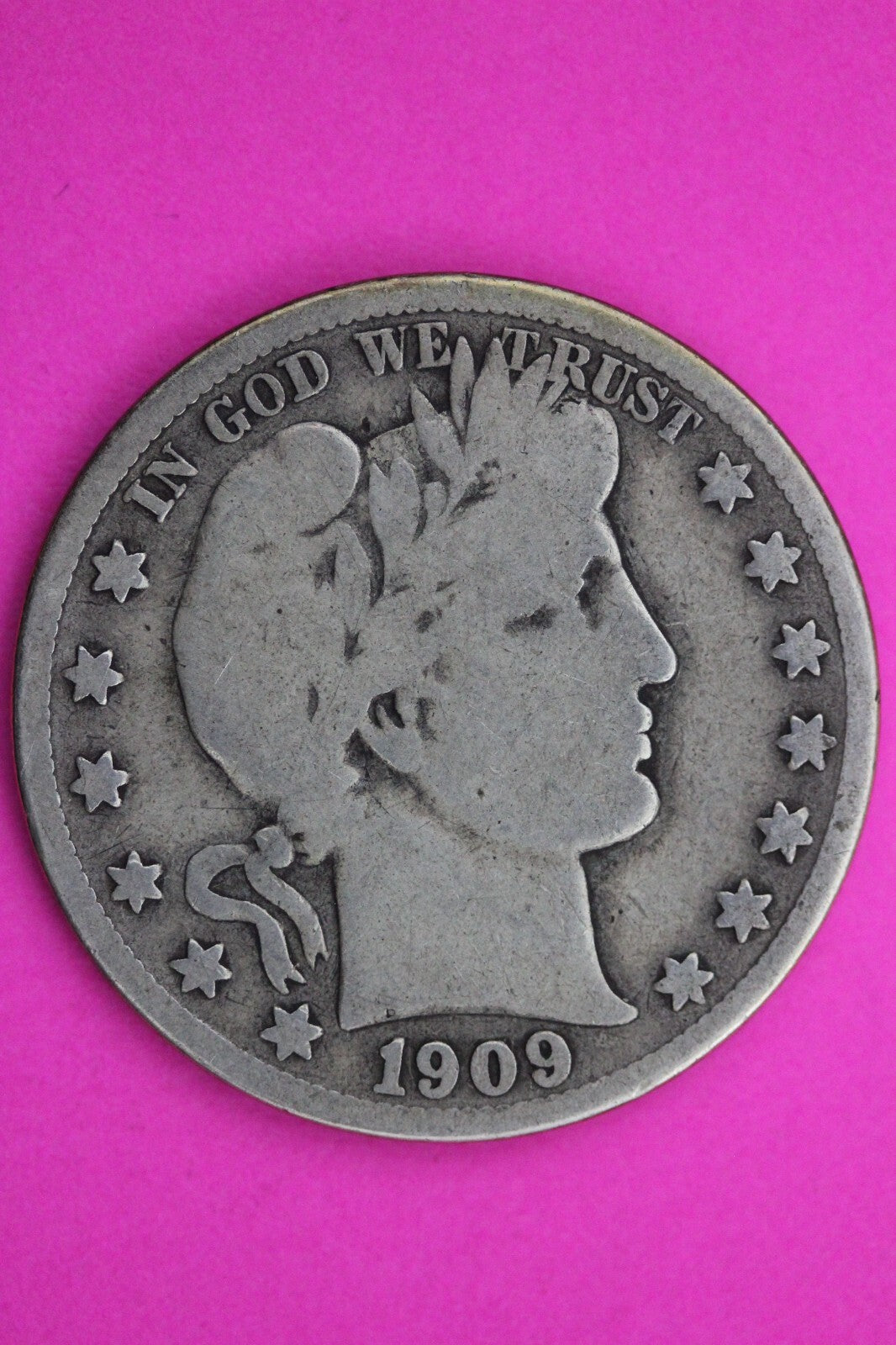 1909 Inverted S Barber Liberty Half Dollar Silver Coin Key Date Genuine 0409N