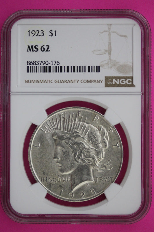 1923 P MS 62 Liberty Peace Silver Dollar NGC Certified Graded Authentic 557