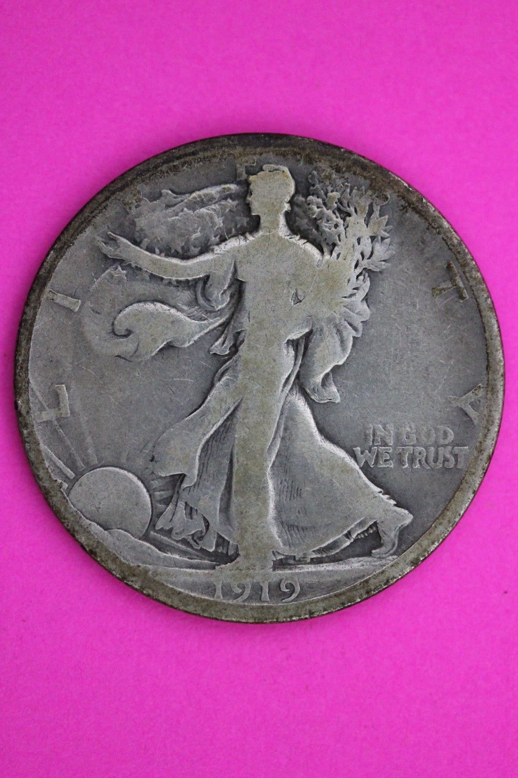 1919 D Walking Liberty Silver Half Dollar Guaranteed Authentic Genuine Coin 2279