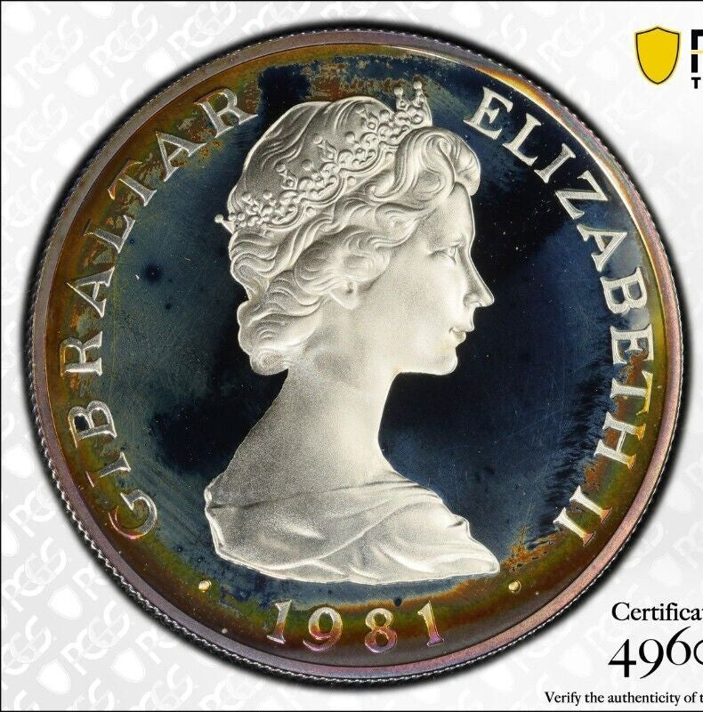 1981 PR 68 DCAM Crown Gibraltar Princess Diana Royal Wedding PCGS Silver 623