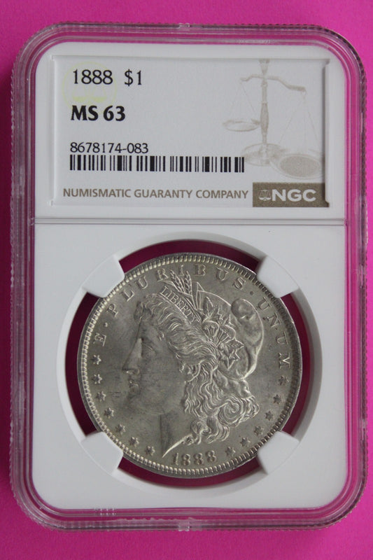1888 P MS 63 Liberty Morgan Silver Dollar NGC Certified Graded Authentic 822