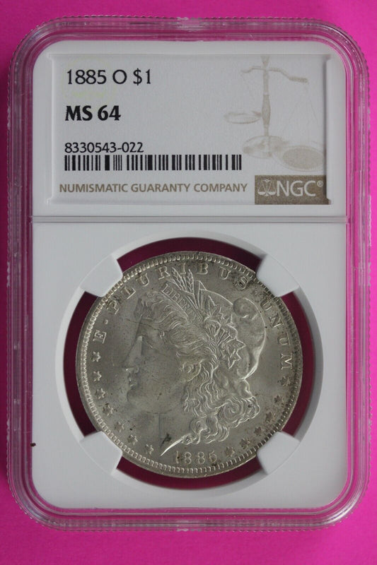 1885 O MS 64 Liberty Morgan Silver Dollar NGC Certified Graded Slab 143