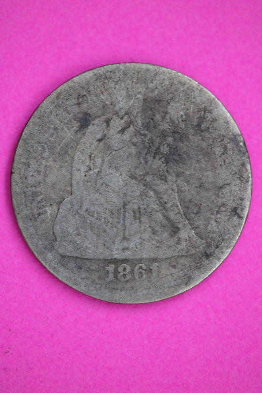 1861 P Seated Dime Silver Exact Coin Shown Low Grade Filler Damaged Bent 2756