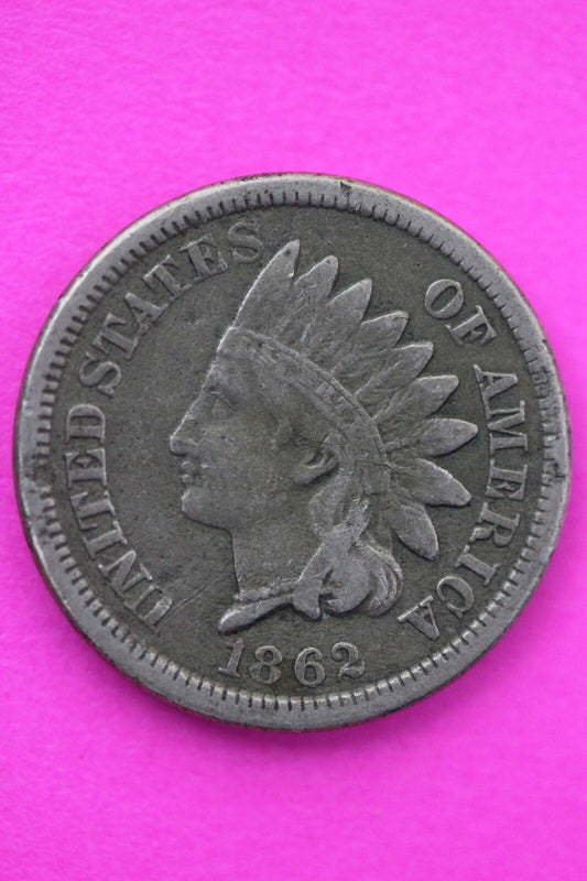 1862 Copper Nickel Indian Head Cent Penny Early Type Coin Exact Coin Pictured 60