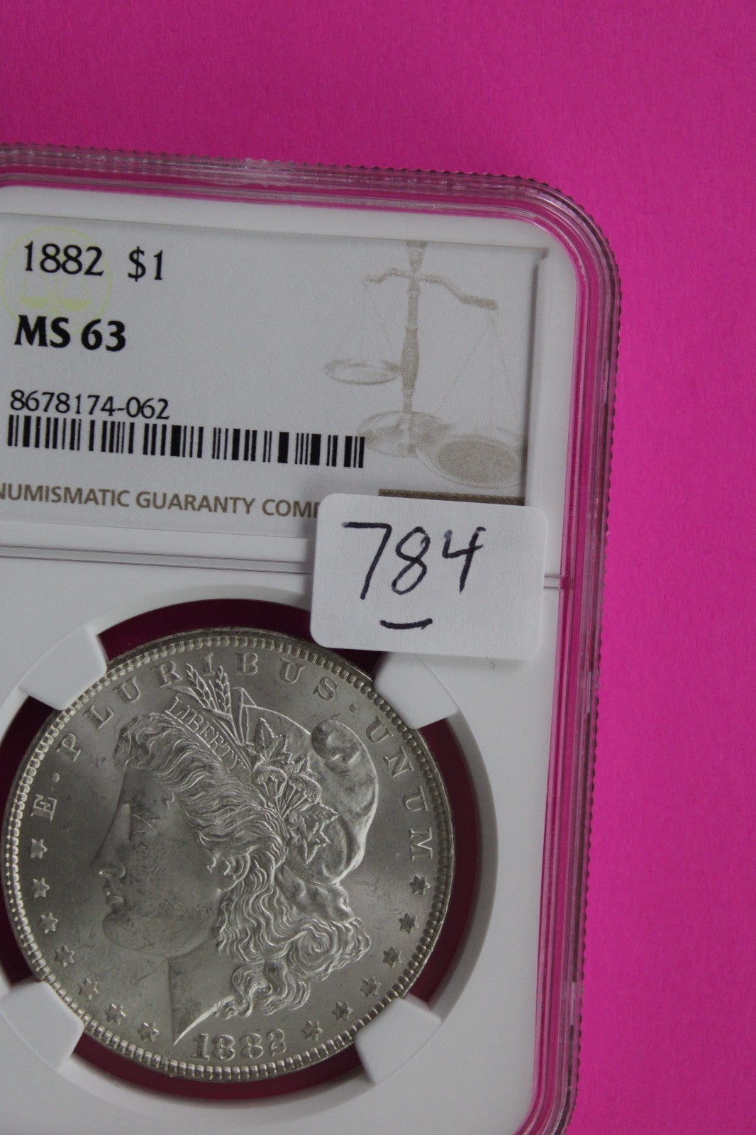 1882 P MS 63 Liberty Morgan Silver Dollar NGC Certified Graded Authentic 784