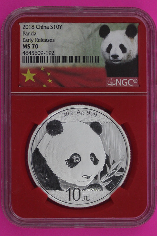 2018 MS 70 China Panda Early Releases 1 OZ Silver Coin NGC Graded Authentic 1154