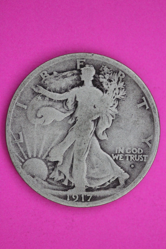 1917 D Obverse Walking Liberty Silver Half Dollar Guaranteed Authentic Coin 1173