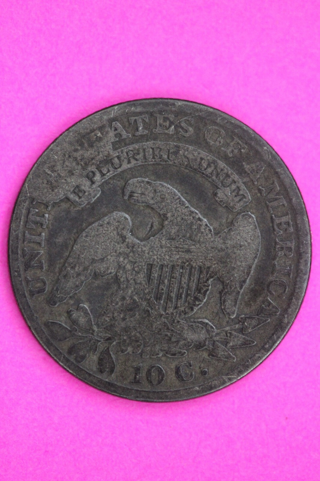 1833 Bust Capped Dime Reverse Rim Cud Lady Liberty Silver Coin Authentic 1293