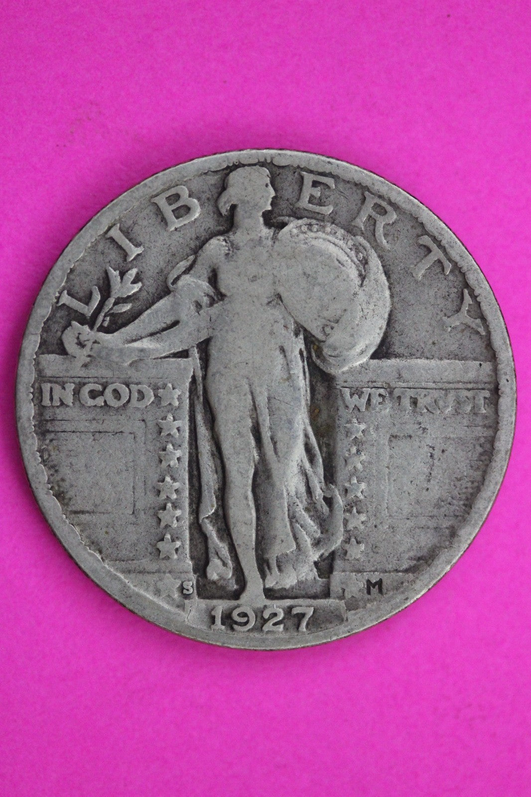 1927 S Standing Liberty Silver Quarter Guaranteed Authentic Genuine Coin 1622