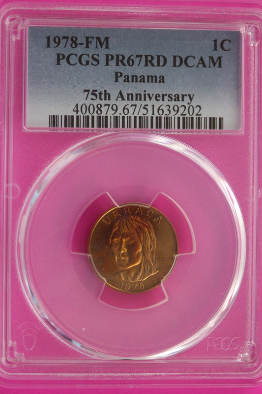 1978 FM PR 67 RD Panama 1 Centesimo 75th Anniversary Toned PCGS Certified 144