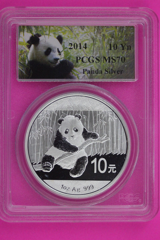 2014 MS 70 China Panda 1 OZ Silver Coin PCGS Certified Graded Authentic 1163