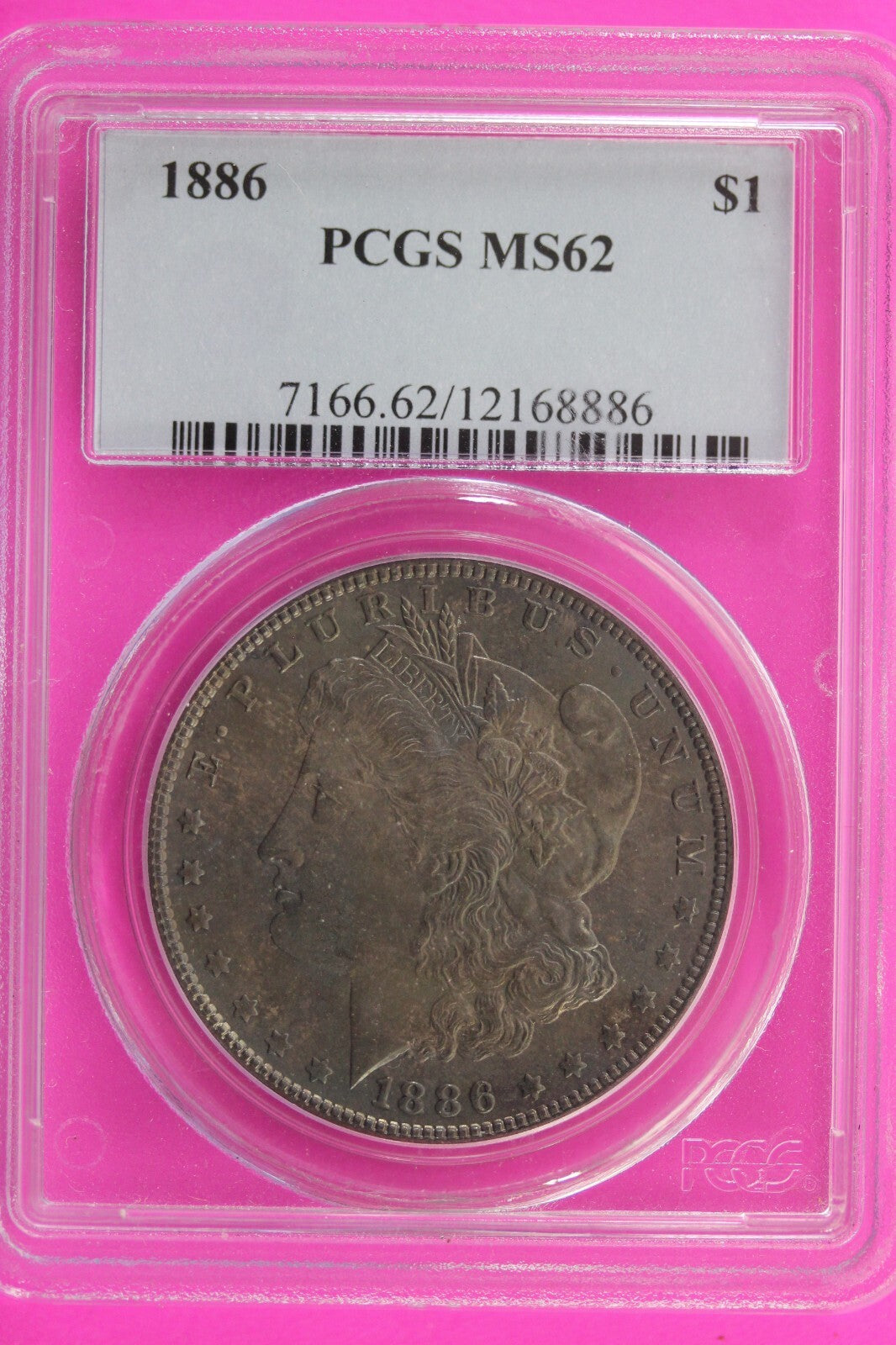 End Of Roll Toned 1886 P MS 62 Liberty Morgan Silver Dollar PCGS Certified 391