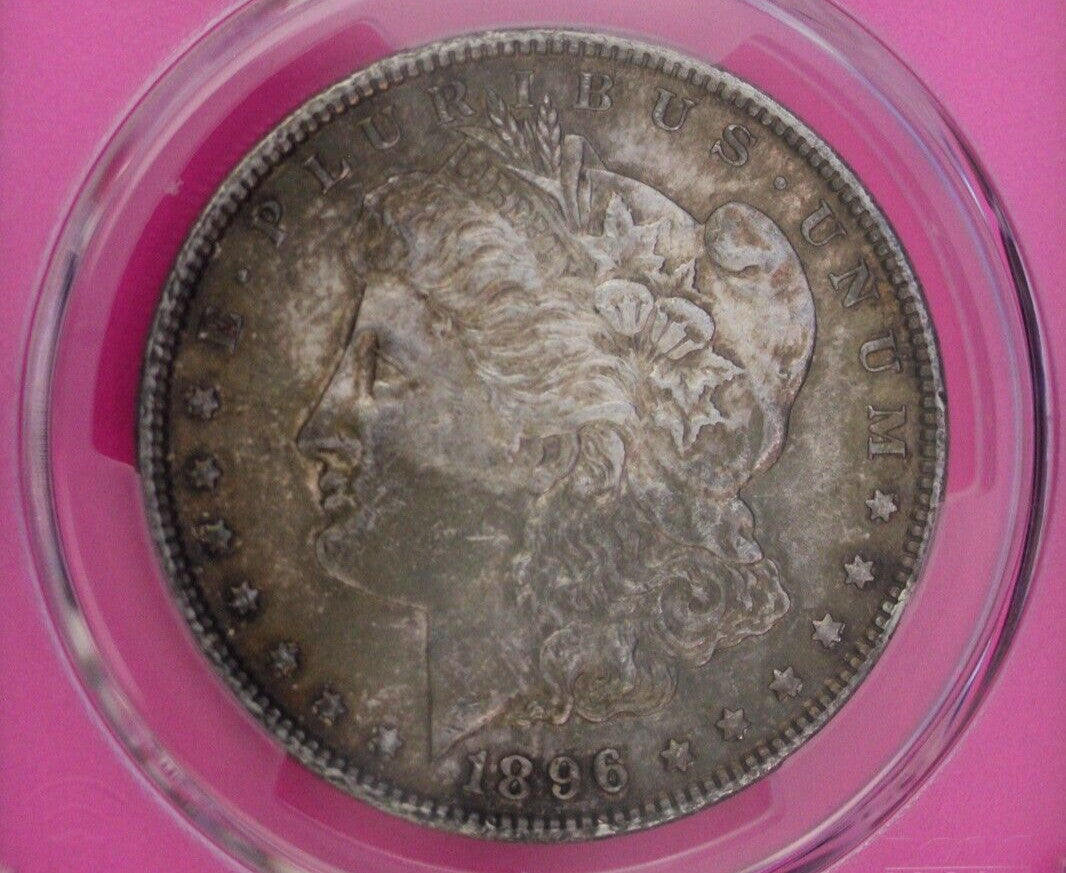 Toned 1896 P MS 62 Morgan Liberty Silver Dollar PCGS Certified Slab 12