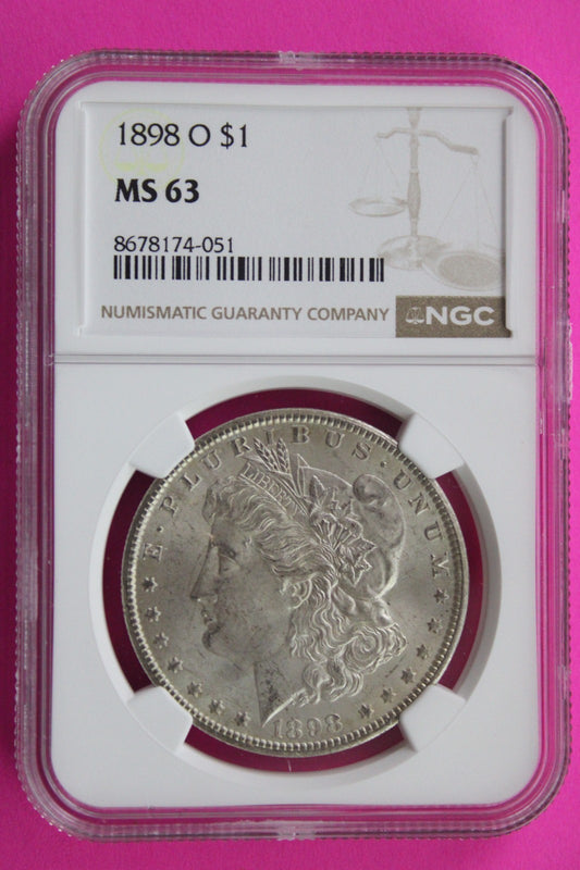 1898 O MS 63 Liberty Morgan Silver Dollar NGC Certified Graded Authentic 838