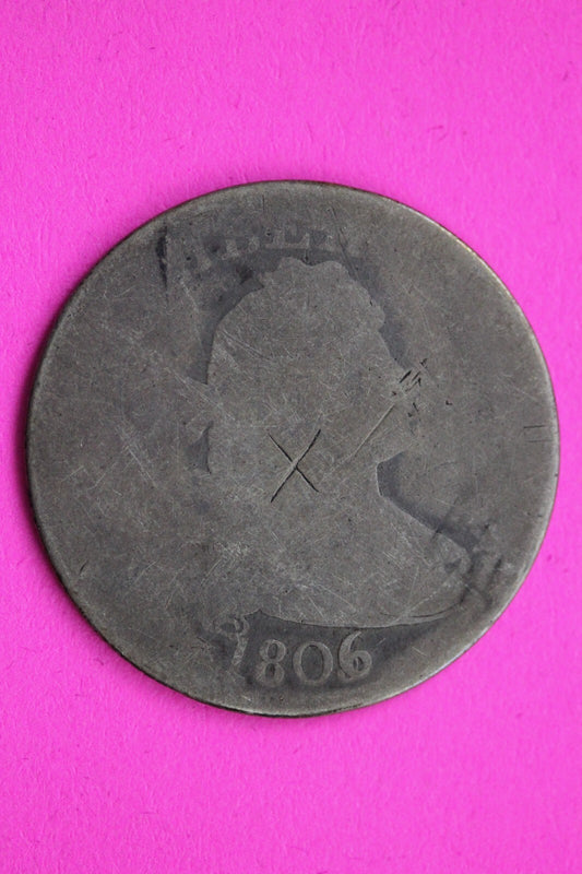 1806/5 Draped Bust Quarter Lady Liberty Silver Key Date Coin Authentic 0872N