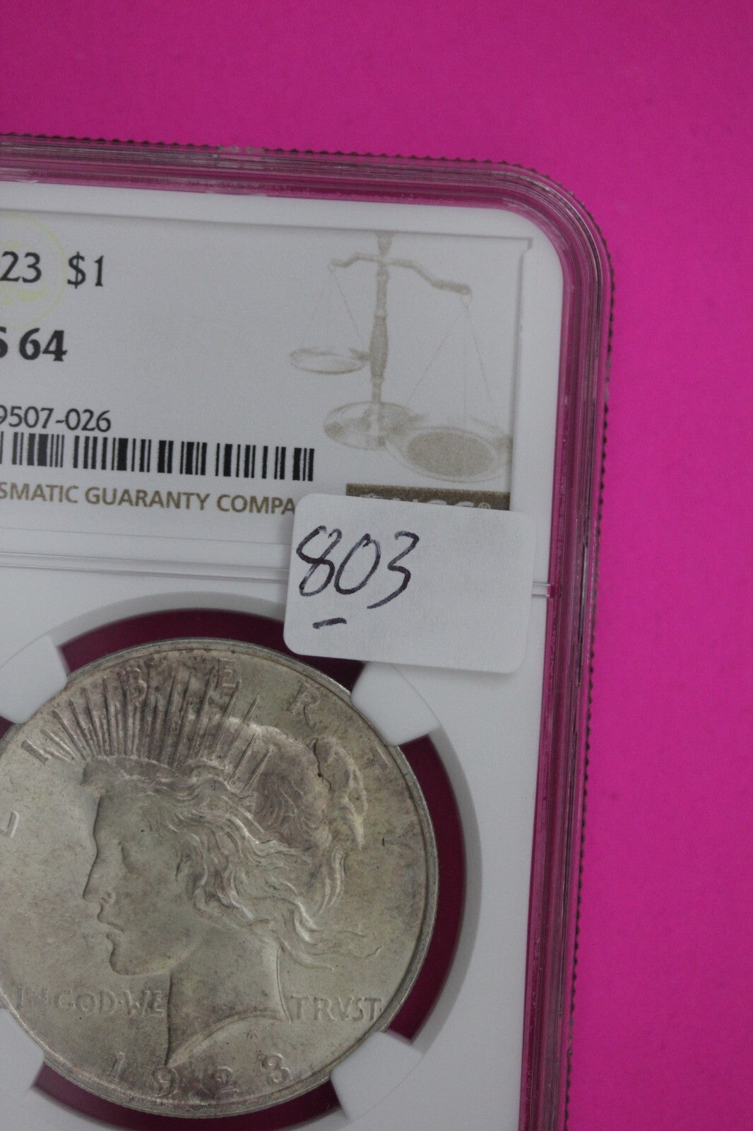 1923 P MS 64 Liberty Peace Silver Dollar NGC Certified Graded Authentic Coin 803