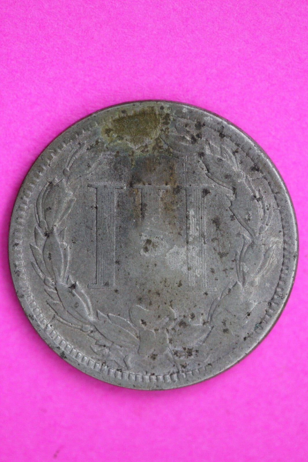 1867 Three 3 Cent Nickel Scarce Type Coin Guaranteed Authentic & Genuine 0727N