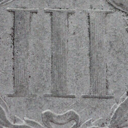 1865 Three 3 Cent Nickel Scarce Semi Key Date Type Coin Philadelphia Mint 186