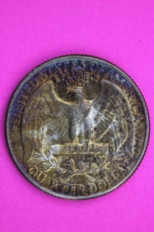 High Grade Rainbow Toned 1932 P George Washington Quarter Scarce Silver Coin 09
