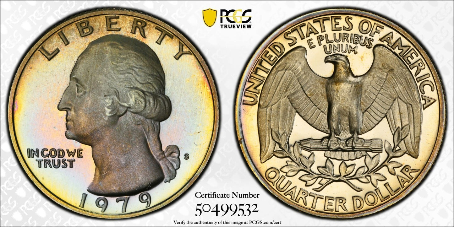 Toned 1979 S Type 2 PR 69 DCAM Washington Quarter PCGS Graded Certified Slab 85