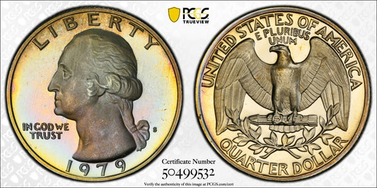 Toned 1979 S Type 2 PR 69 DCAM Washington Quarter PCGS Graded Certified Slab 85