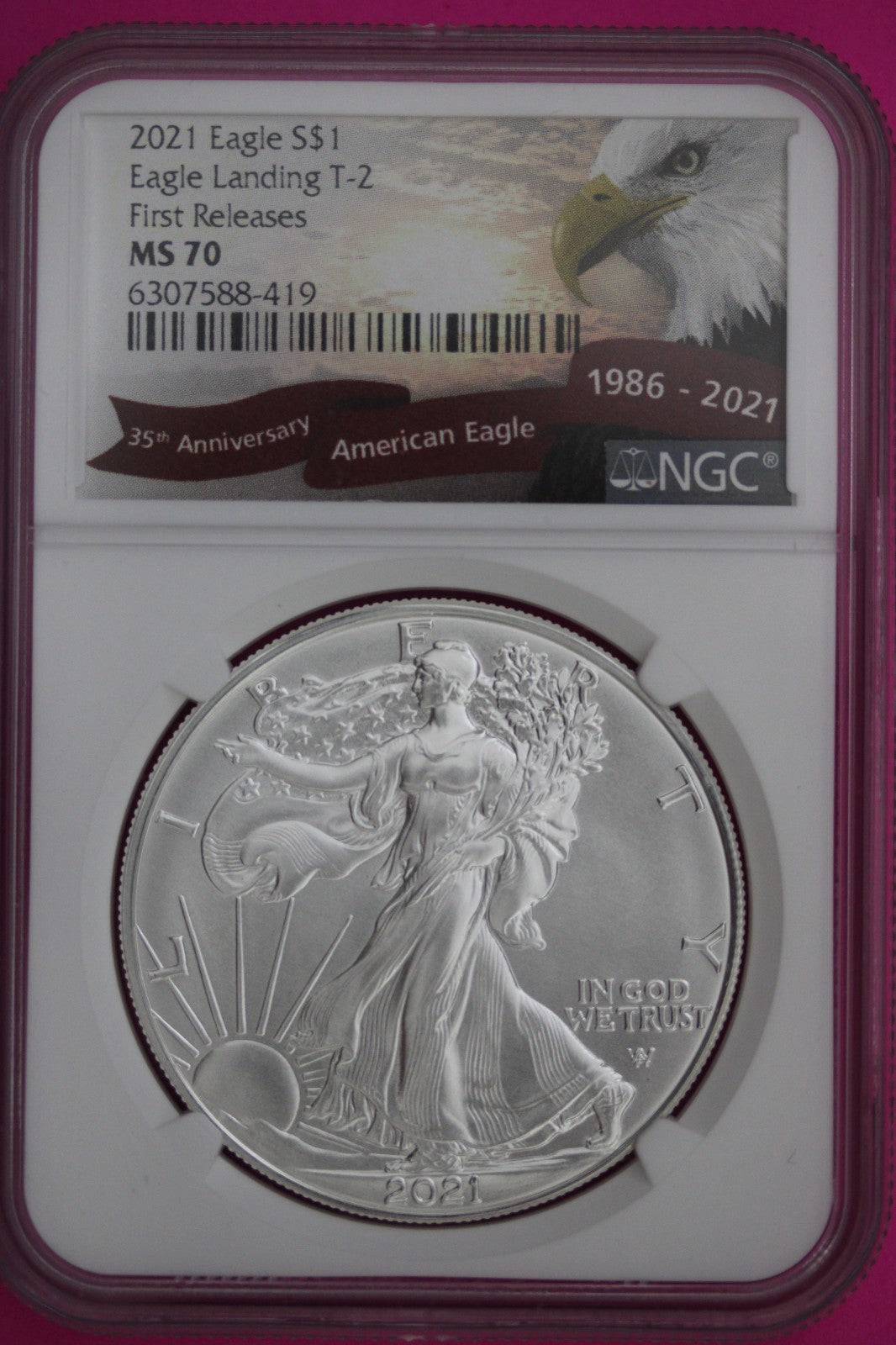 2021 T2 MS 70 Silver American Eagle 1 Ounce NGC Certified Graded Authentic 912