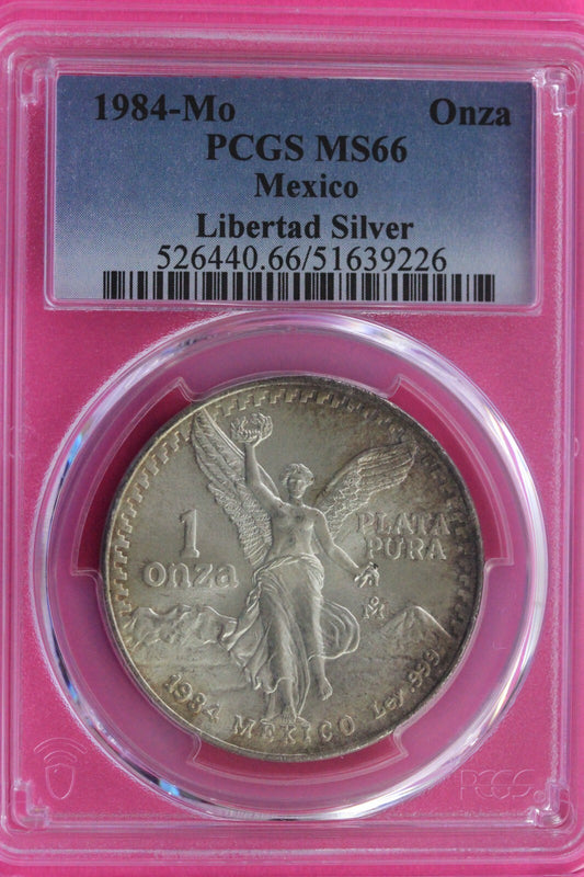 Toned 1984 MS 66 Libertad Mexico 1 OZ Silver Coin PCGS Certified Authentic 115