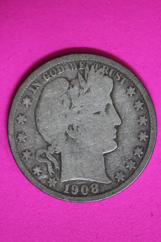 1908 S Barber Liberty Half Dollar Scarce Semi Key Date Coin San Francisco 153