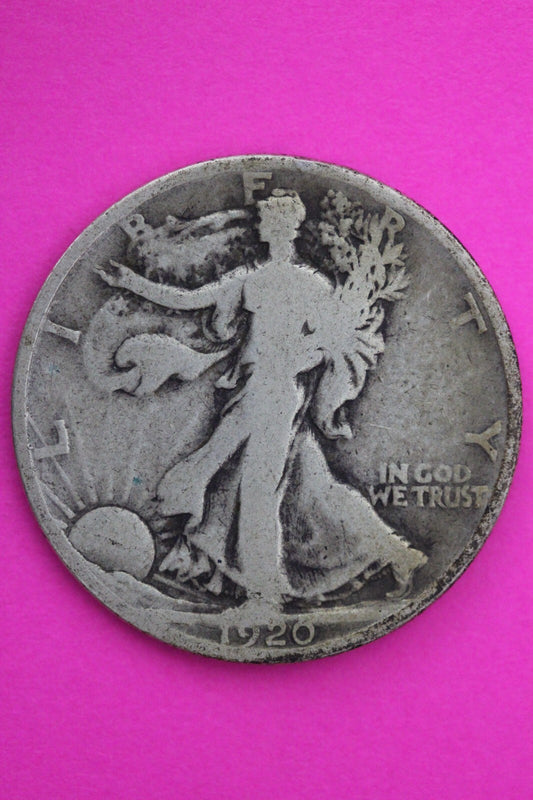1920 D Walking Liberty Walker Half Dollar Coin Semi Key Date Coin Genuine 0429N