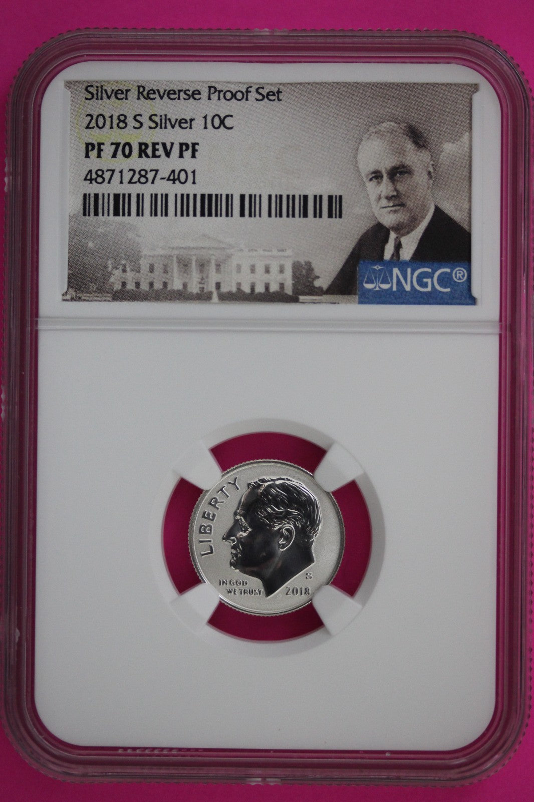 2018 S PF 70 Reverse Proof Roosevelt Silver Dime 1 Coin From a Proof Set NGC 223