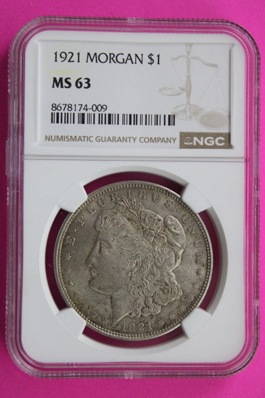 1921 P MS 63 Liberty Morgan Silver Dollar NGC Certified Graded Authentic 882